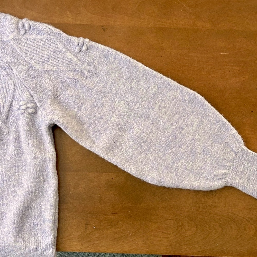 Nwt Mango Textured Embroidered Sweater Lavender - Picture 6 of 8